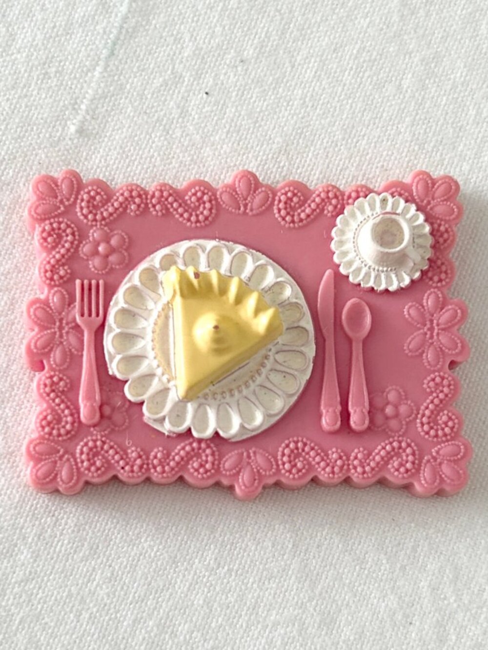Fisher Price Loving Family Dollhouse Pink Food Tray Pie Slice Coffee Replacement